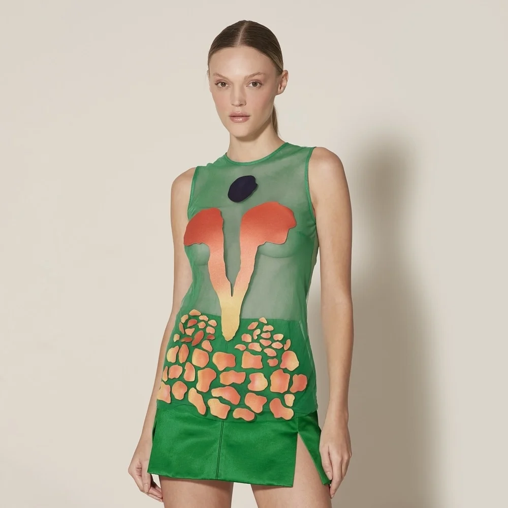 Green See-through Blouse