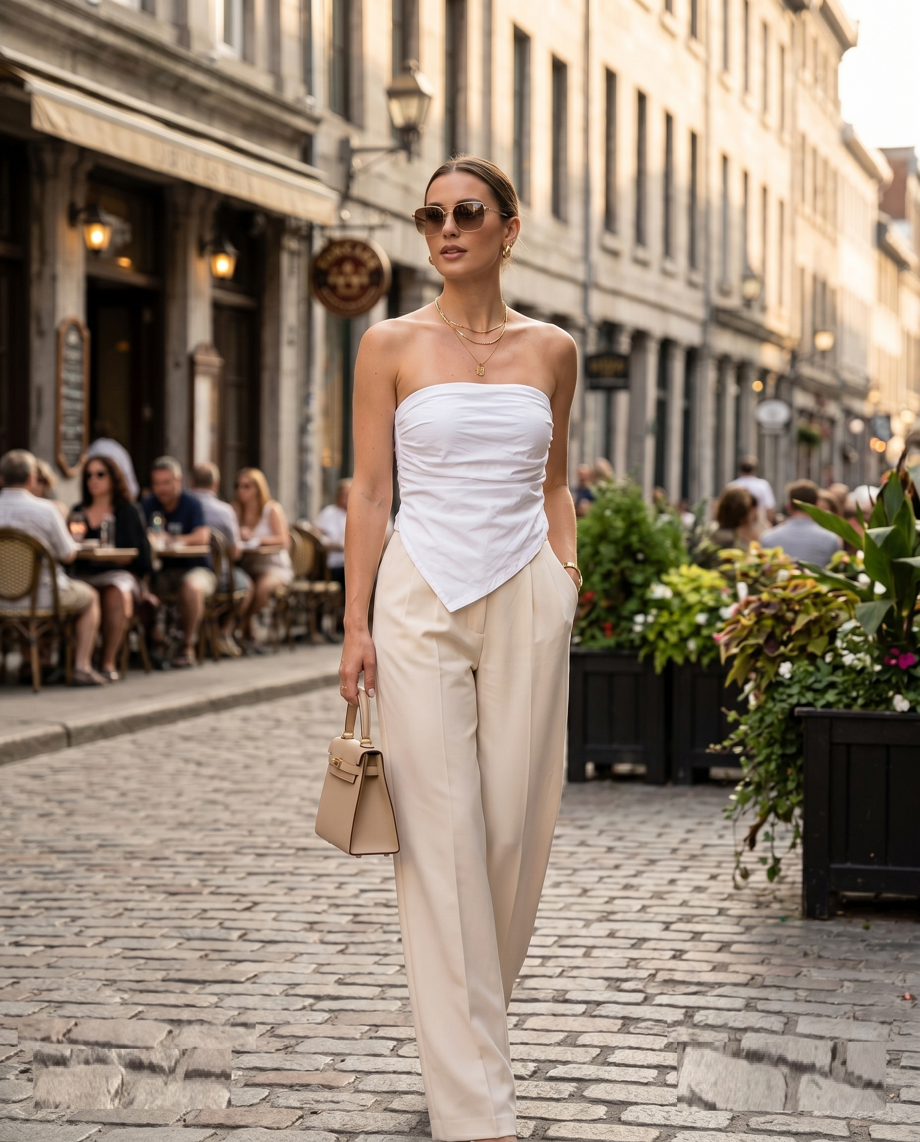 White Strapless Top