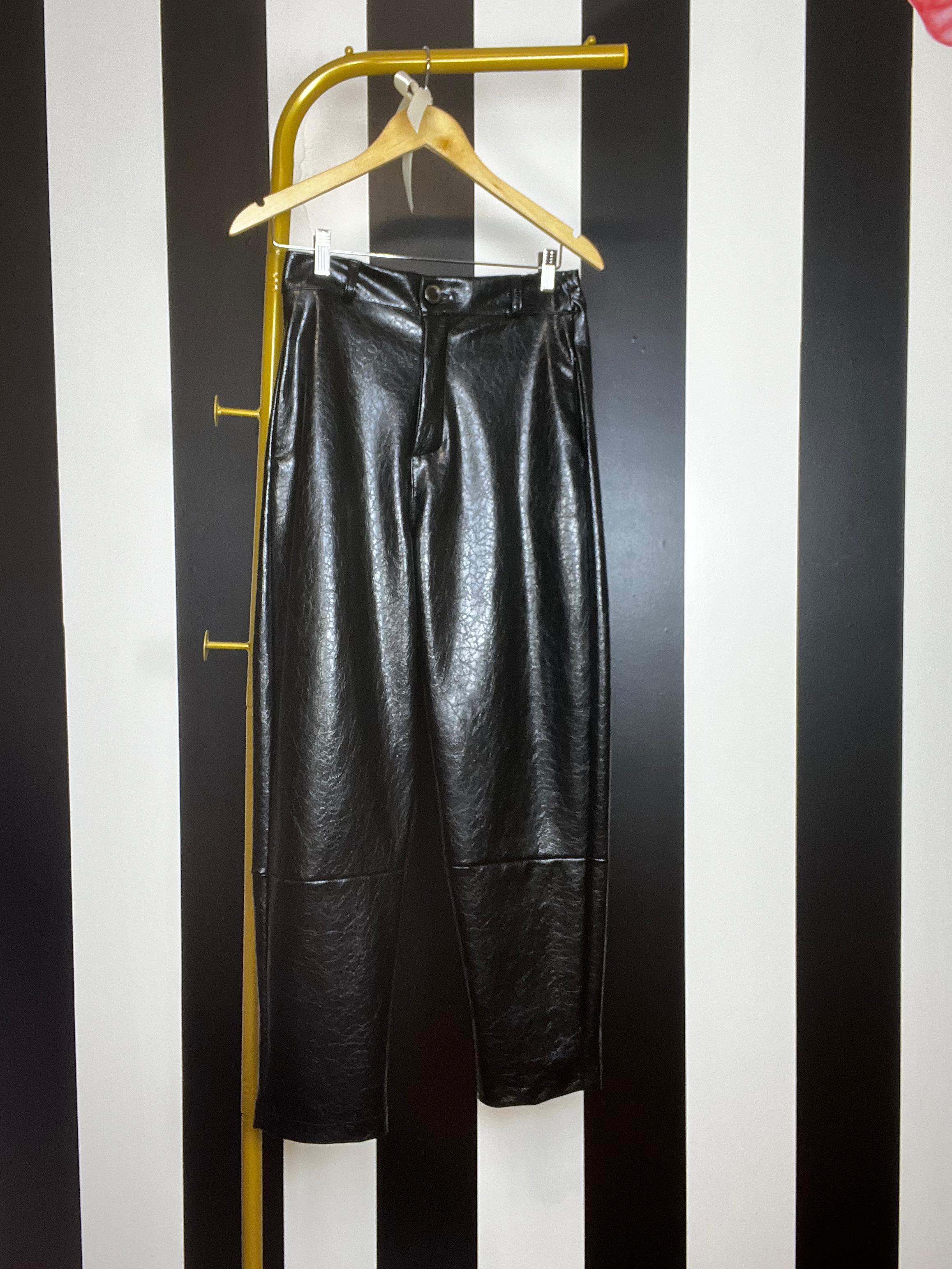 Black False Leather Pants