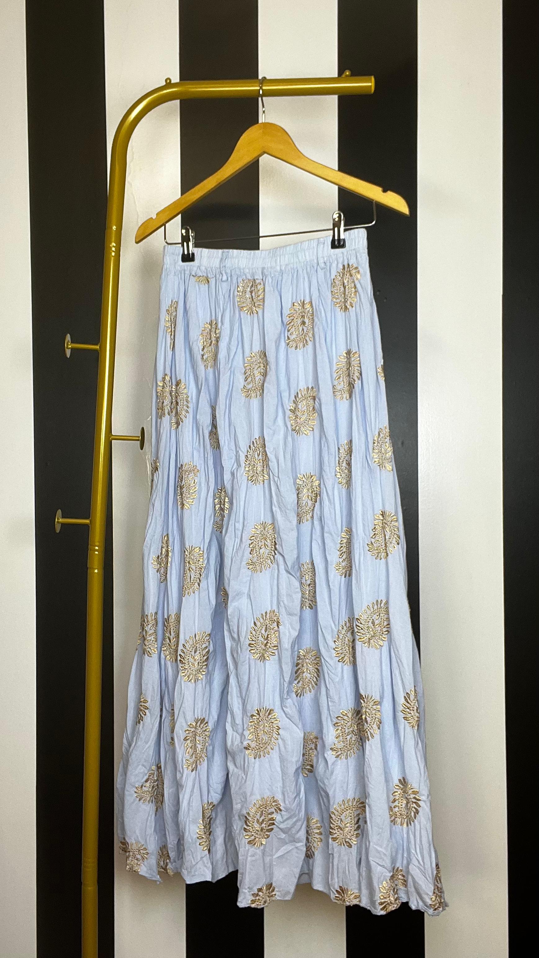 Long Skirt w/Gold Flower