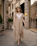 Beige Long Cotton Dress