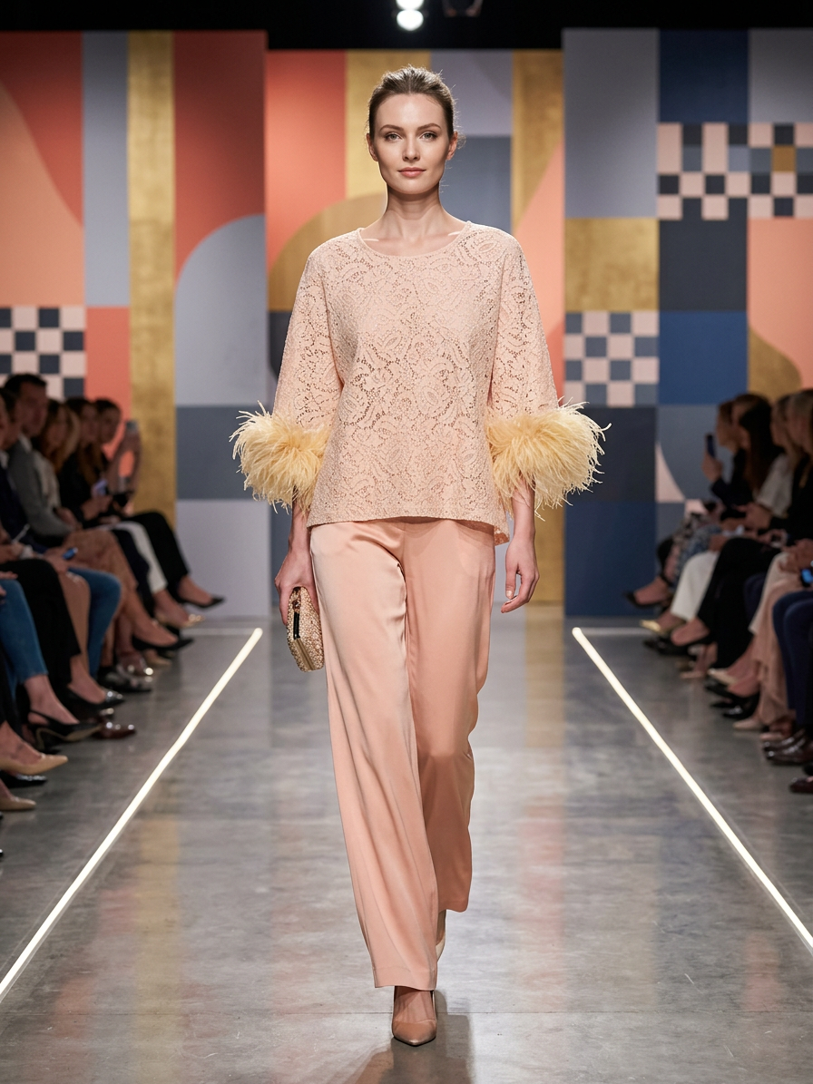 Lace w/Fur Sleeve Top